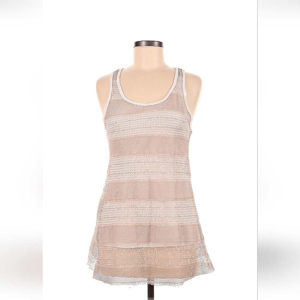 T Party Fashion Cream and Tan Tank Top with A-Line Silhouette